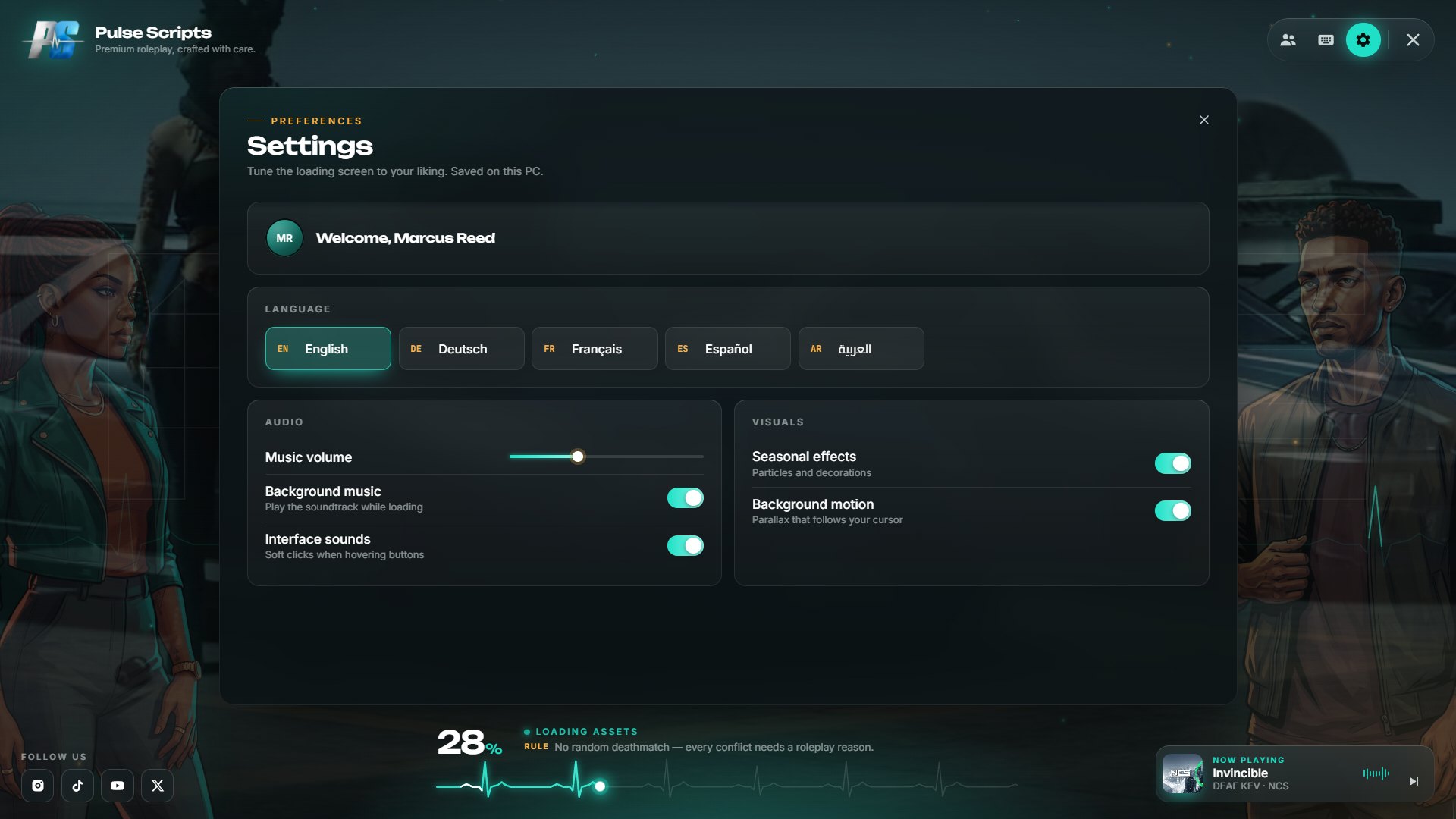 Player settings